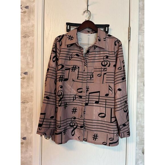 Music Print Blouse - Picture 1 of 3